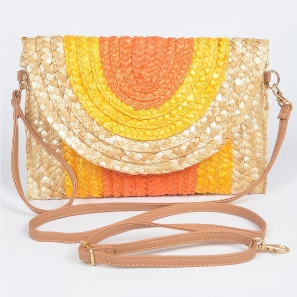 Shannel’s Closet Handbags - Straw Coloful Envelope Clutch